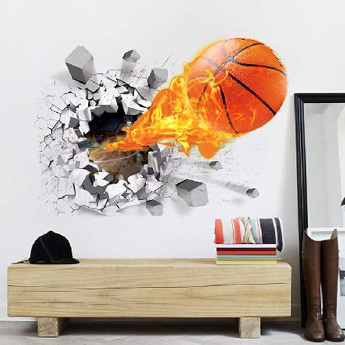 Supzone Vinilo Decorativo 3D Baloncesto Pared - Removible miniatura 6