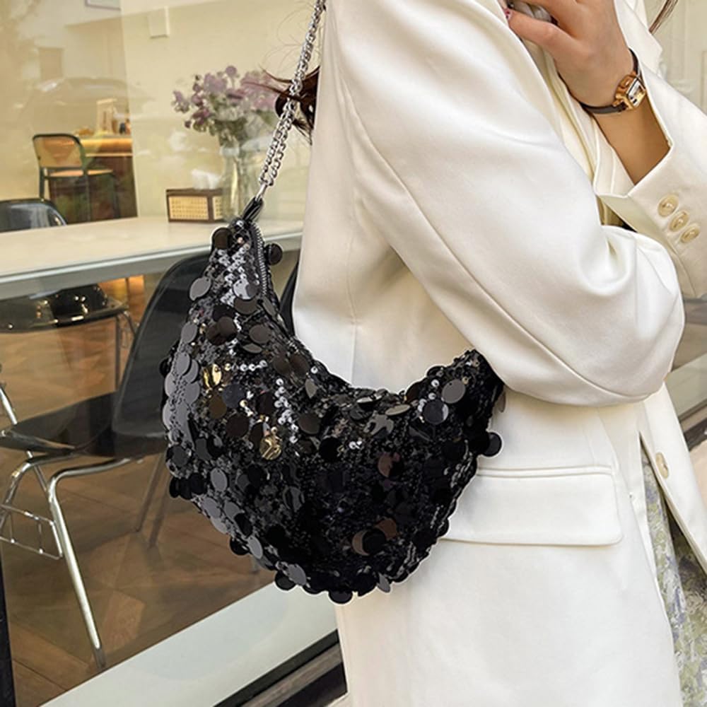 Octwine Women Shinny Evening Bag Bucket Purse Handbag Sequin Shoulder Bags Crossbody Bag Party Prom Crossbody Bag - Image 3