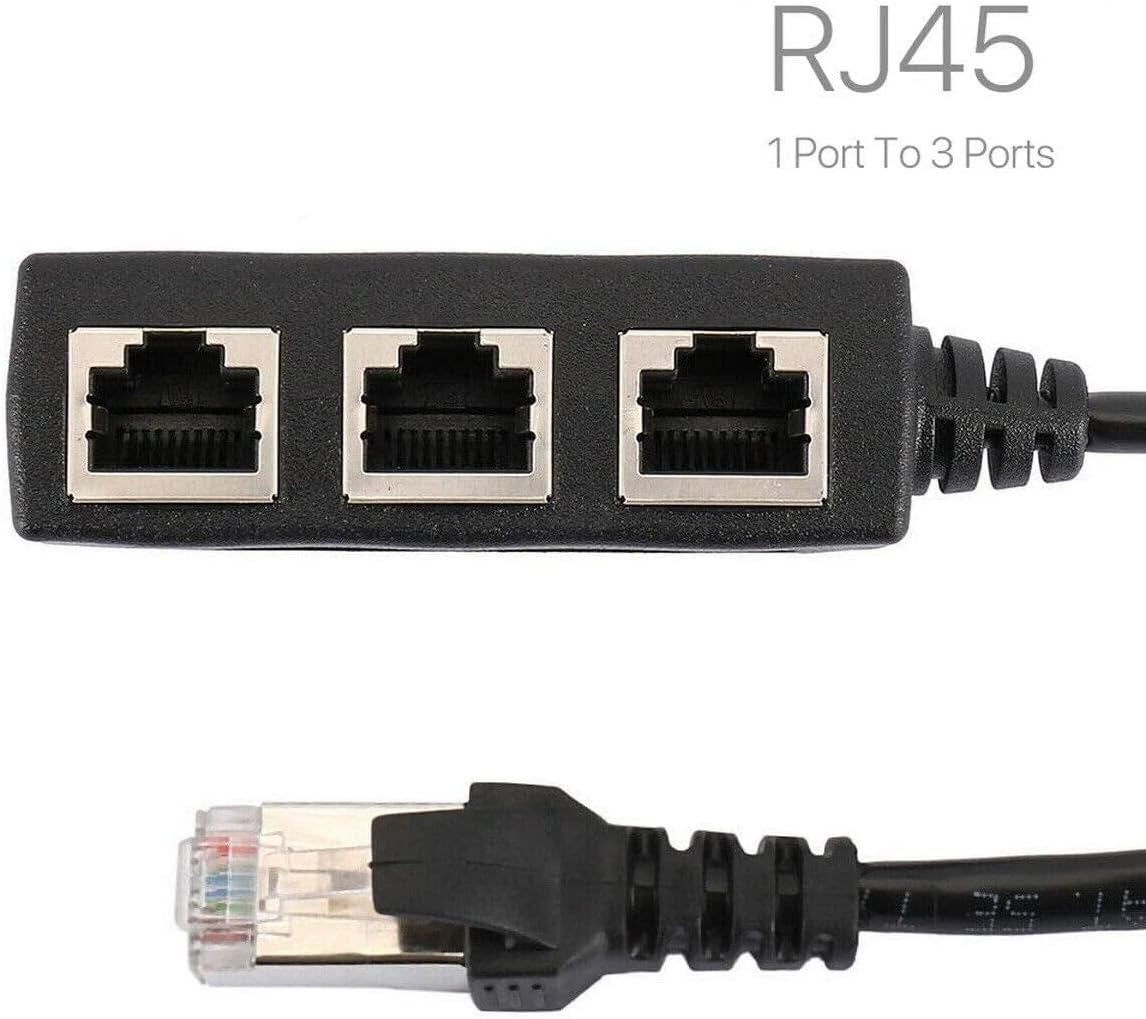 RJ45 Ethernet Splitter Cable, Sartyee RJ45 Y Splitter Adapter 1 to 3 Port Ethernet Switch Adapter Cable for CAT 5/CAT 6 LAN Ethernet Socket Connector Adapter Cat5 Cat6 Cable - ONE at A TIME