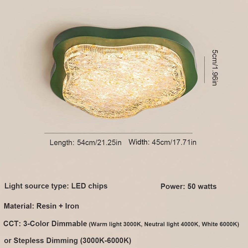 Lámpara de Techo Onda Vintage LED, Nube Verde Plafón Dormitorio