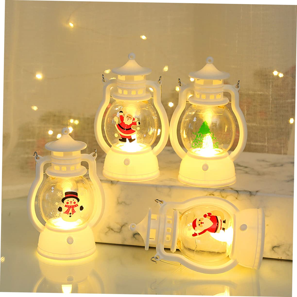 Cabilock 5 Sätze Weihnachtsnachtlicht Dekorative Weihnachtslampe Rentier Weihnachtstisch Mittelstücke Girlande Flackerndes LED Licht Glühbirnen Weihnachtsnachtlampe 2 Stück * 5