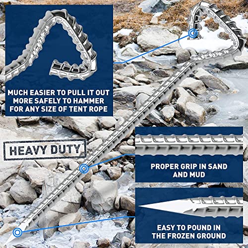 Strong Tent Stakes 12 Inch Galvanized Tent Pegs Steel Stakes Heavy Duty Anchors For Sand Camping Wedding Mountains Pack Of 4 #TOP4