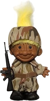 Russ Yellow Haired Soldier Troll 4.5 Inches Tall with Camo Jump Suit