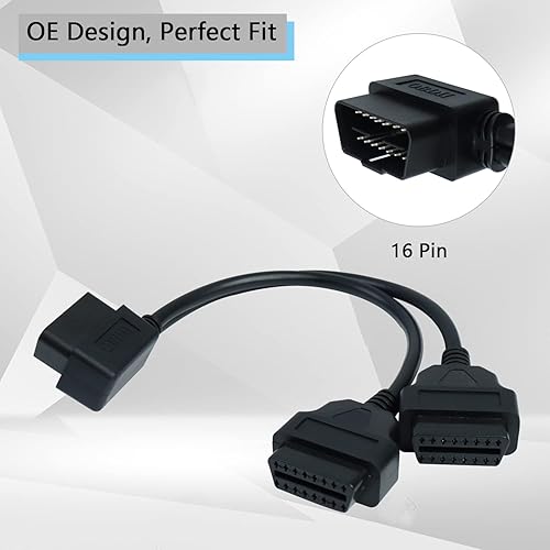 Miniatura 2 de Adaptador de cable de extensión divisor OBD2 de 16 pines 1 adaptador de cable de extensión macho y 2 hembra