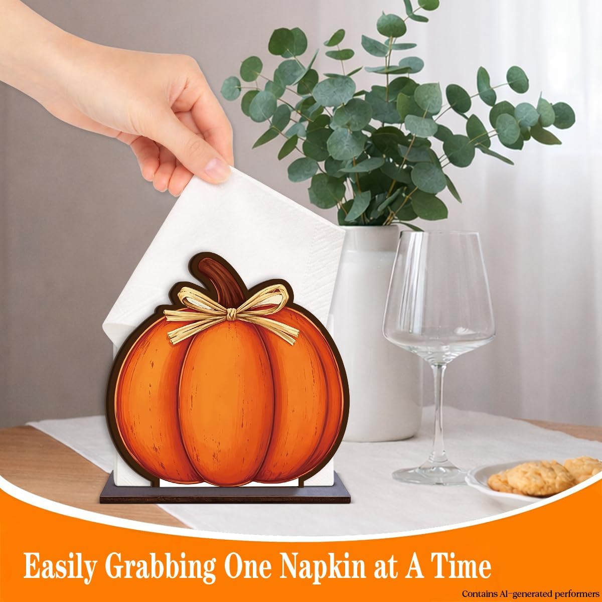 Fall Napkin Holder, Rustic Autumn Pumpkin Wood Napkin Holders