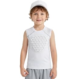 QBK Toddler Baseball Chest Protector Softball Padded Compression Shirt Heart Sternum Guard for T Ball & Football