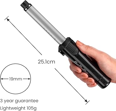 BaByliss Cordless Gas Hair Curler & Brush, 19mm Ceramic Curling Tong, Protective Heat Shield, Fast Heat Up to 200°C, Black, 2583BU