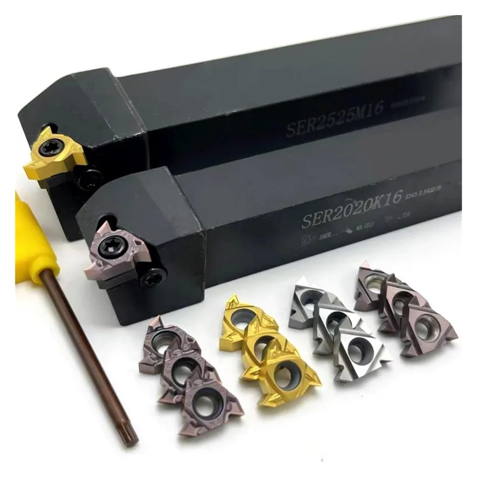 Insertos de Torno CNC SER1212H16 SER1616H16 SER2020K16 SER2525M16 Herramienta de Torno de Hilo Externo usada for Inserto de carburo 16ER AG60 Inserto roscado(16ER AG60 VP15TF,SER2020K16)