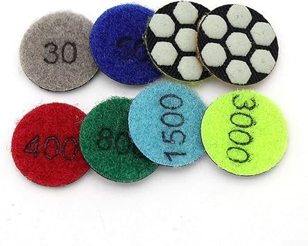 Professional 8PCS Resin Diamond Polishing Pads,Wet/Dry,30-3000 Grit,25Mm Sanding Discs Set For Stone Marble Granite Concrete Polisher Grinder Tool