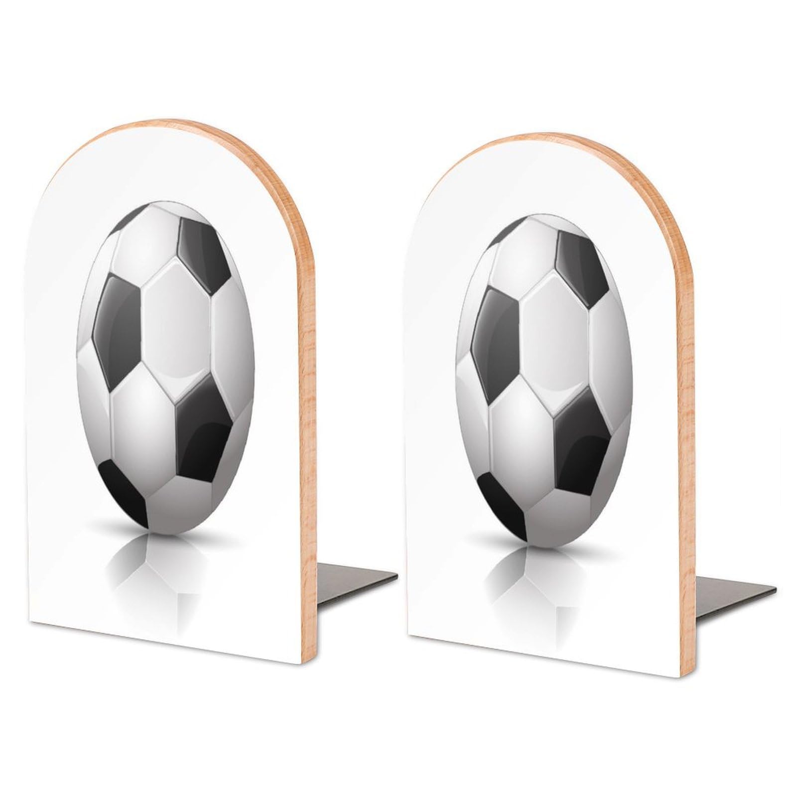 Hxywqa Multi8 Suitable For Families, Football 2 Sturdy Thickened Bookends S Wooden Storage Bookshelf, Suitable For Offices, Study Rooms, Schools, And Libraries