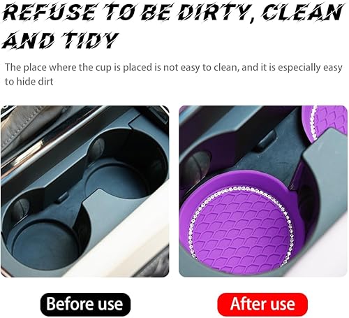 Miniatura 5 de zipelo Portavasos para automóvil, paquete de 4 posavasos universales antideslizantes para vehículos, posavasos de silicona con diamantes de