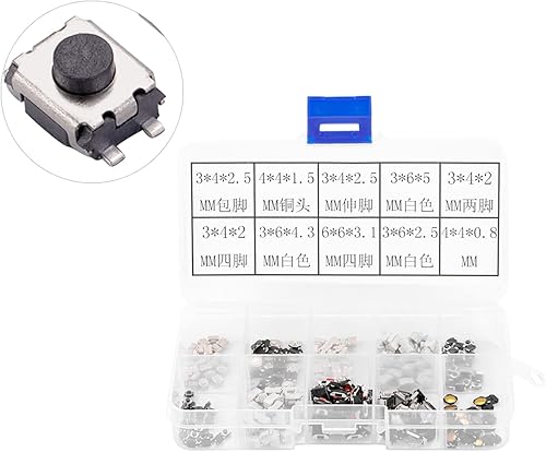 Miniatura 5 de Tactile Push Button Micro Switch 250Pcs Tactile Push Button Micro Switch Assortment for Car Remote Control Key with Box Pressure switches Touch 12v