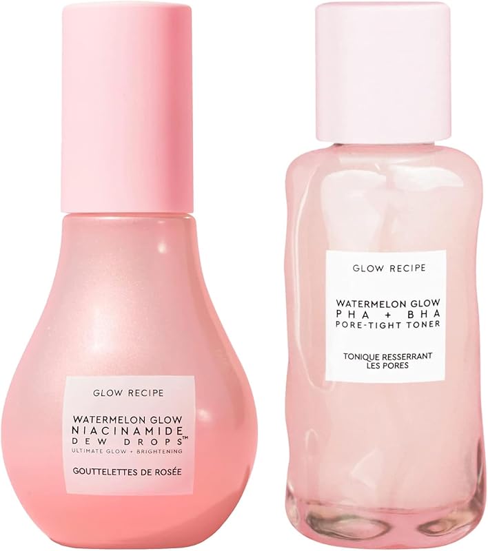 Suero facial Niacinamide Dew Drops y prebase de maquillaje iluminadora (40 ml) + Mini Watermelon Glow PHA + Tónico facial BHA y minimizador de poros con ácido hialurónico (40 ml)