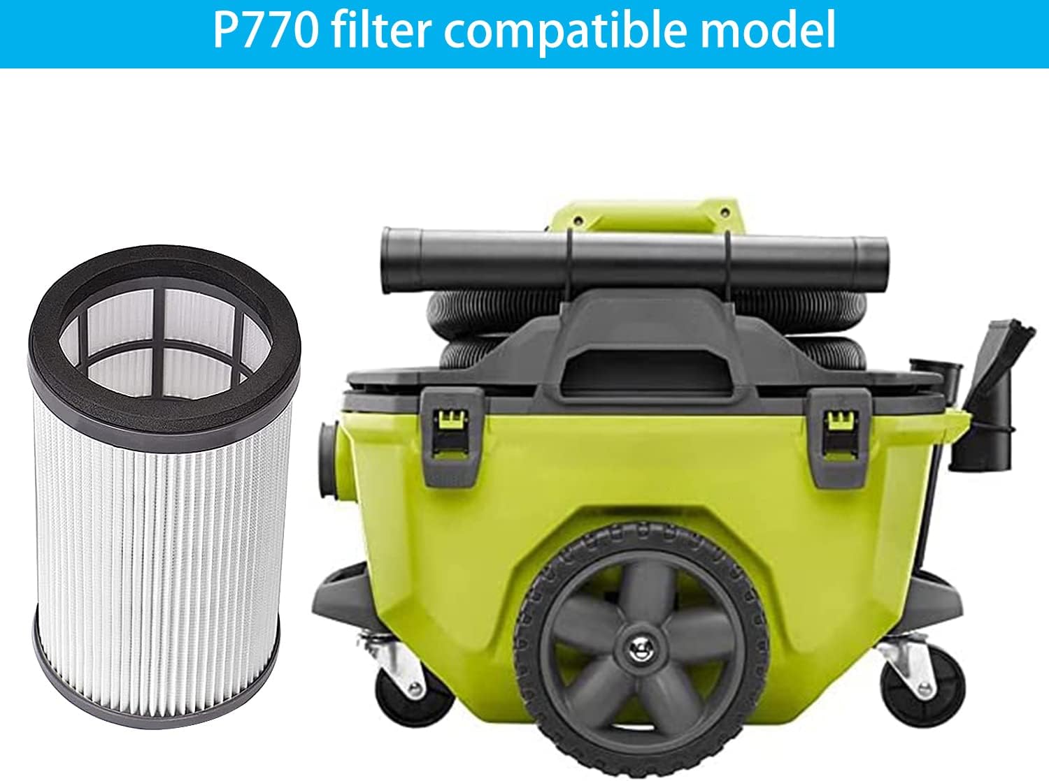 P770 Vacuum Filter Fit for Ryobi P770 Filter 18V ONE+ Cordless Wet/Dry Vac Filter 313052002(1 Pack) : Tools & Home Improvement
