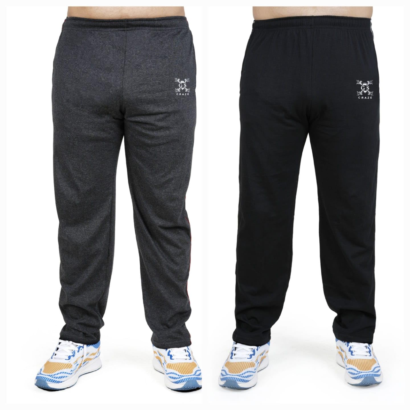 G S Craze Men's Lower Versatile and Comfortable Everyday Wear Lower Grey & Black - M (Pack of - 2)