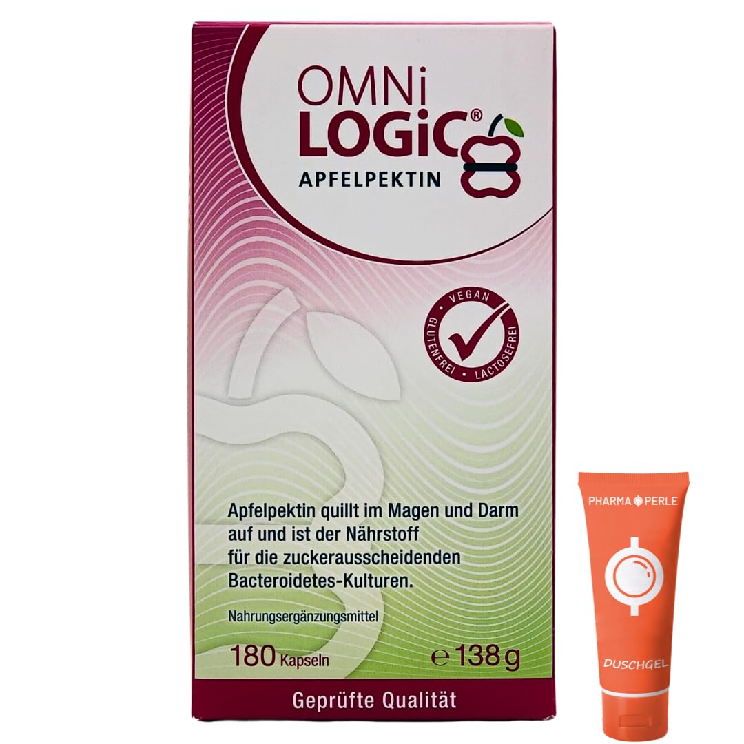 OMNi-LOGiC Apfelpektin 1x 180 Kapseln I Quillt im Magen und Darm auf I wertvolle Ballaststoffe für Darmbakterien I für eine gesunde Darmflora und Verdauung I Spar-Set plus Pharma Perle give-away