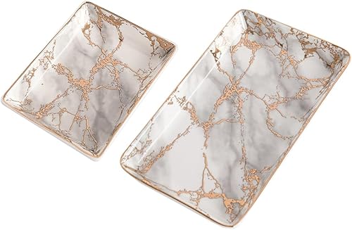 Miniatura 5 de ABOOFAN 3pcs bandejas decorativas trinket tray ceramic tray ceramic ring tray ceramic ring plate earring tray decorative serving tray decor tray