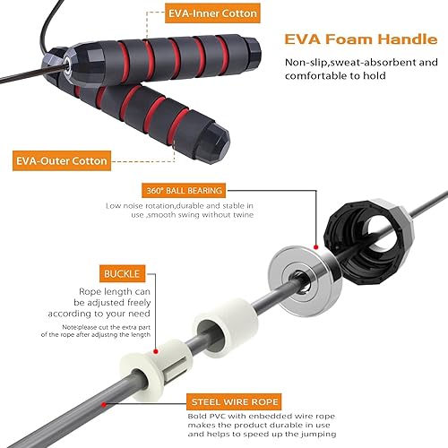 Miniatura 2 de Cuerda de salto inalámbrica + cuerda de saltar ajustable para niños mujeres hombres, 2 bandas de resistencia para diferentes niveles de fitness,