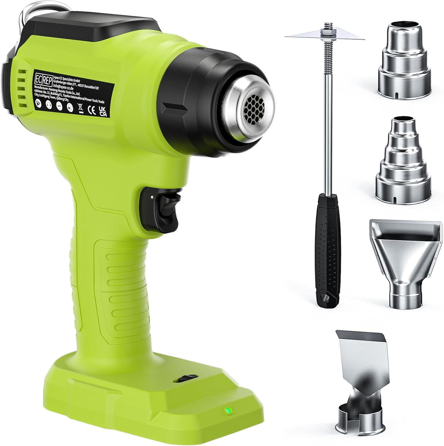 Heat Gun for Ryobi 18V One+ Battery (No Battery), Cordless Hot Air Gun with 4 Nozzles, Battery Heat Gun for Welding, Bending Pipes, Colour Removal