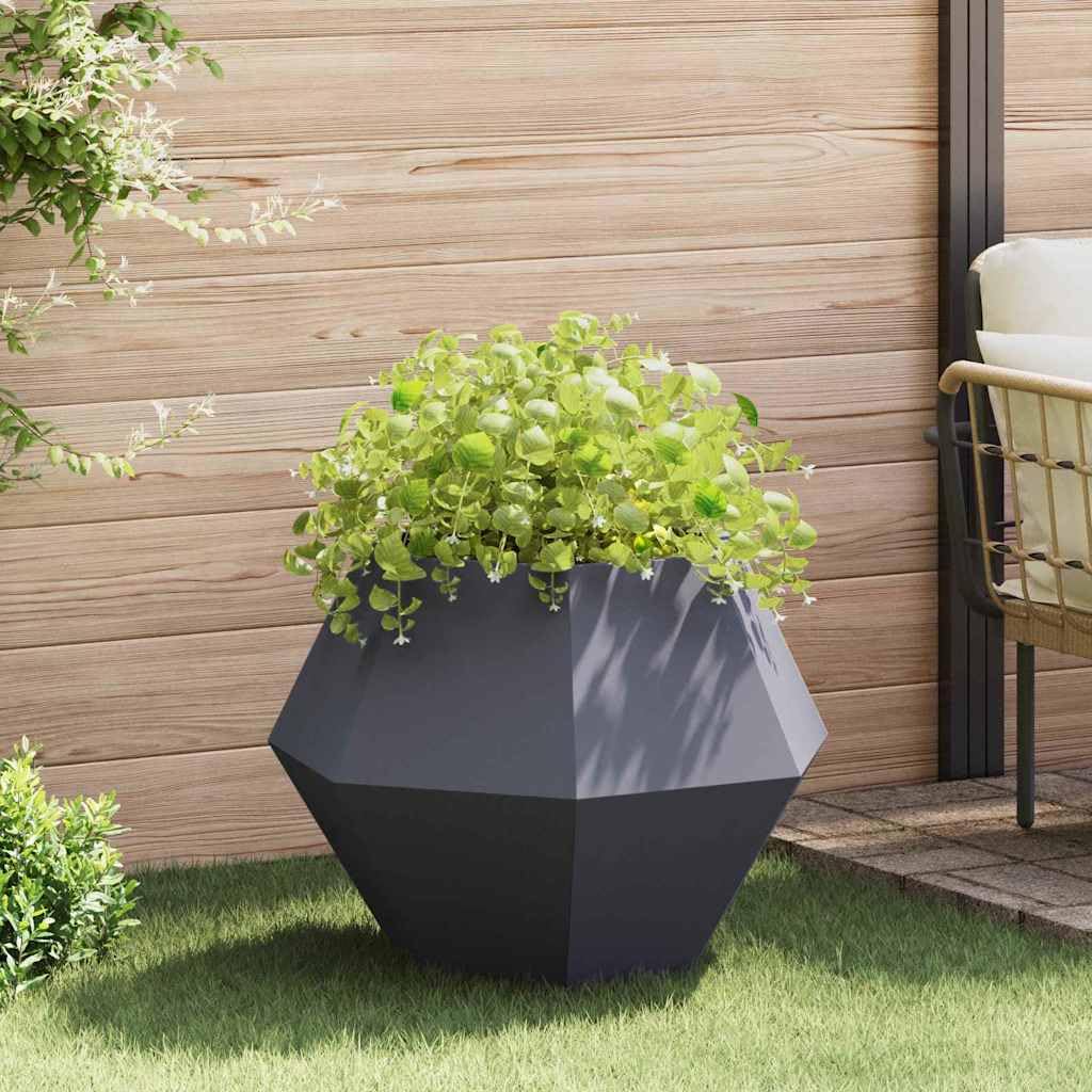 Fioriera da Giardino in Acciaio Antracite, Vaso Esterno 75x75x60 cm | Vasca rettangolare per piante e fiori, ideale per arredare il balcone, il patio o il terrazzo con stile moderno.