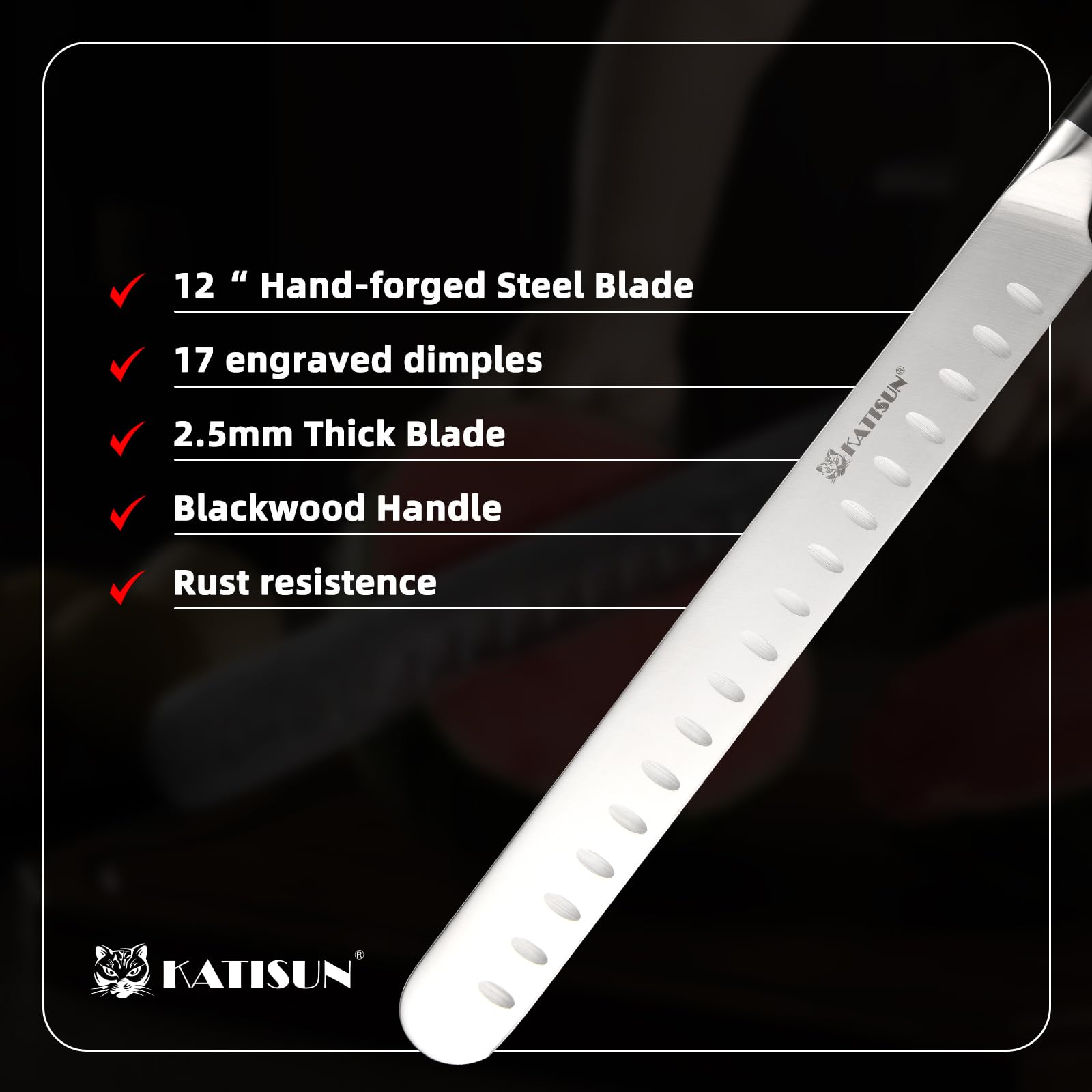 Schinkenmesser Tranchiermesser 30cm Küchenmesser für Schinken Brisket Messer Fleischmesser profi Messer, Metzgermesser mit rutschfestem Griff Grillmesser für Fleisch und BBQ