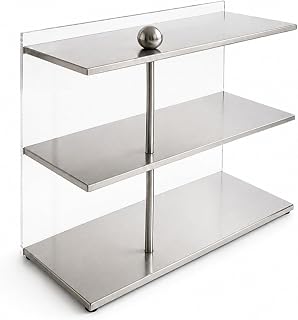 Countertop Storage Rack Tabletop Organizer Stylish Display Stand for Dresser, Gray, DIY Three-Layer with Ball