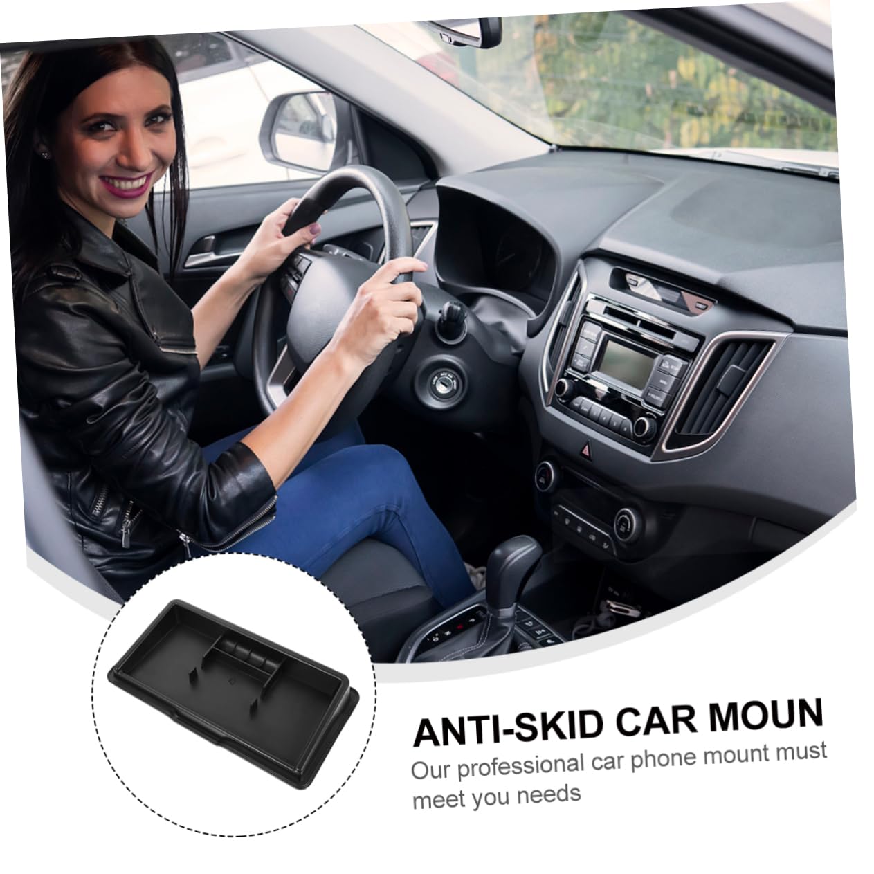 PLAFOPE Supporto Telefono Auto da Cruscotto in Abs Nero, Anti-sdrucciolo | Vaschetta Multiuso Lavabile, per Auto e Smartphone, Resistente All’usura, Formato Compatto