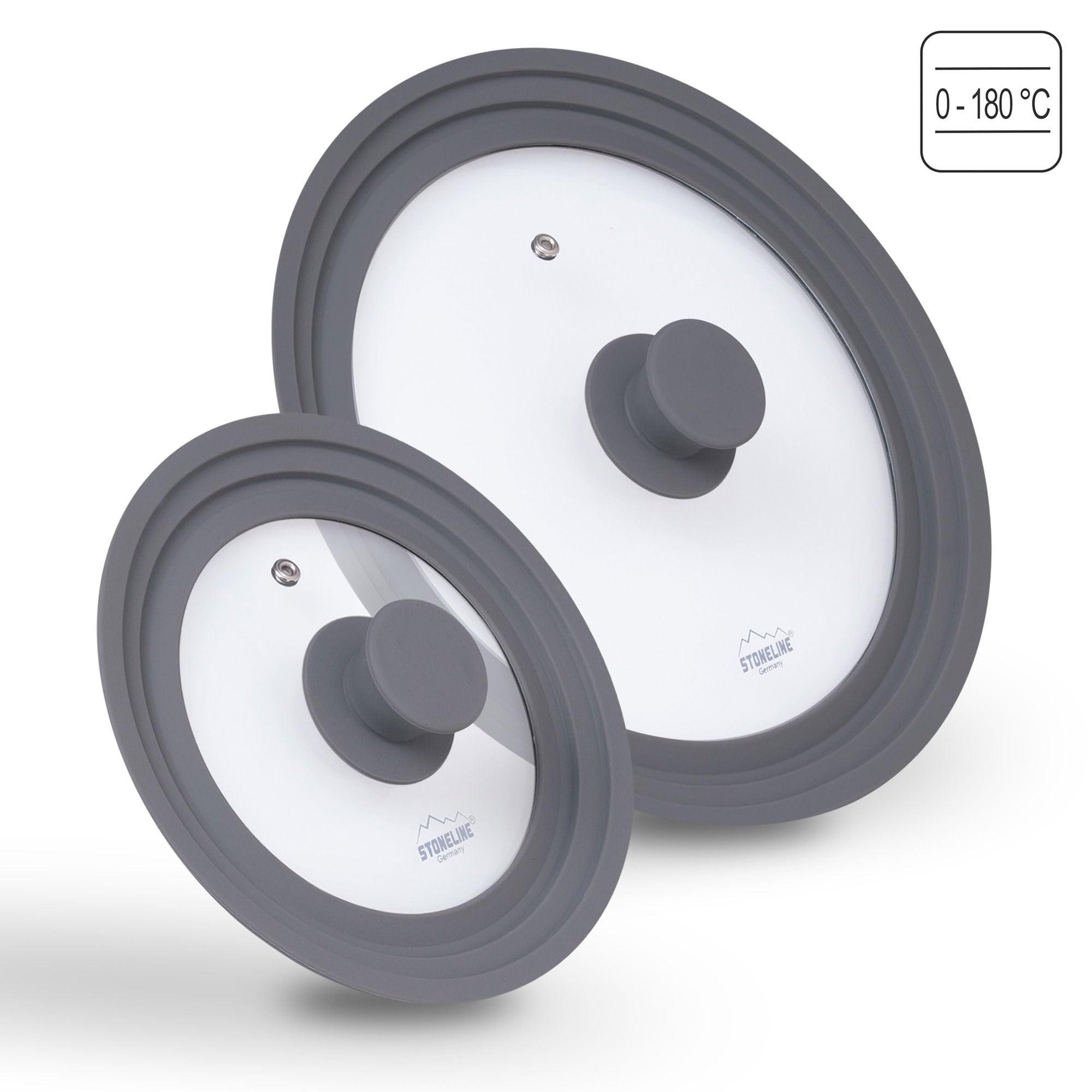 M.S.N Coperchi Universali In Vetro 2 Pezzi | Adatti Per Pentole 16-28cm Con Bordo Silicone E Valvola Vapore - Foto 10