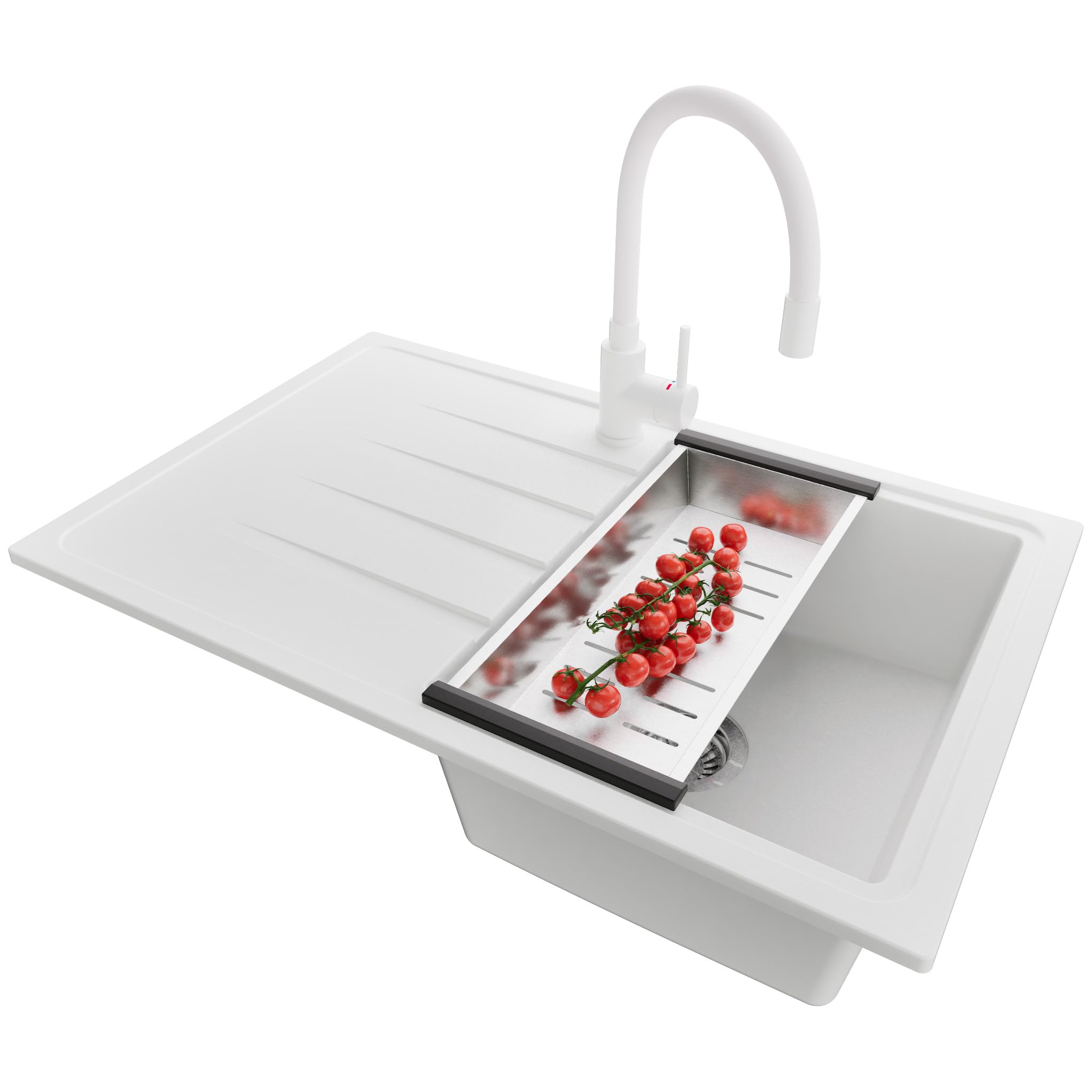 PRIMAGRAN Lavandino da Cucina al Mobile 45cm + Rubinetto, 78x50cm