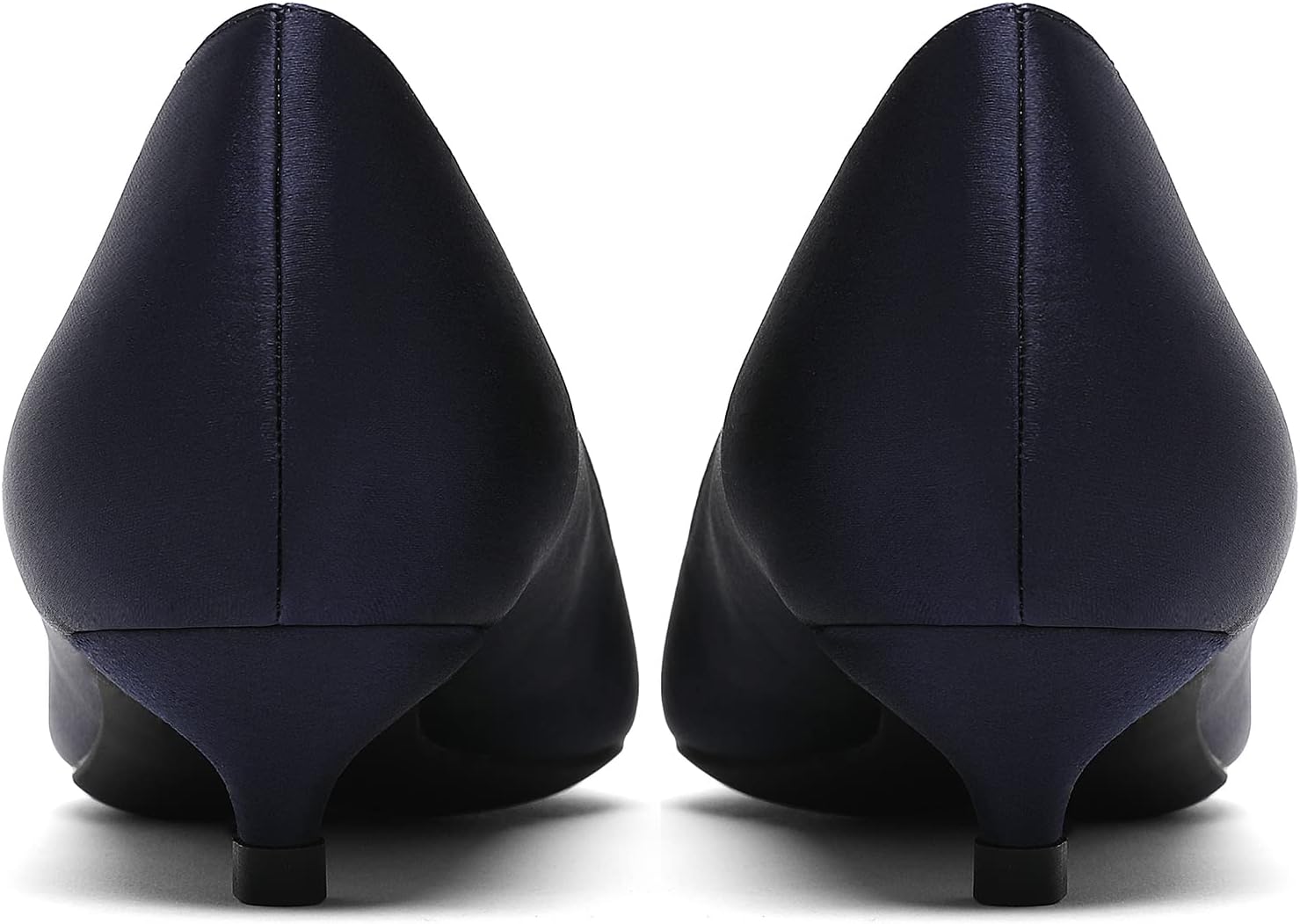 MOOMMO Low Kitten Heel Pumps for Women Pointed Toe Satin Dress Shoes Slip On 1 Inch Low Heel Work Pumps Chic Basic Casual Office Evening Party Bridal Pump Shoes 4-13 M US - Image 5