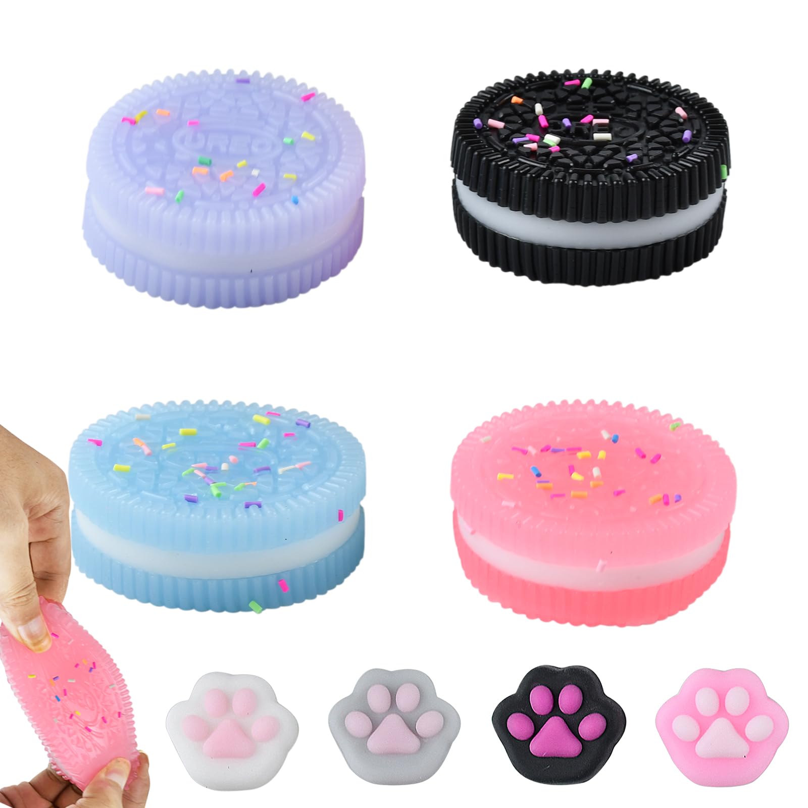 Oreoes Squishy,Stress Relief Toys,8 Pack Mini Squishies for Home Office or Travel Relieving Anxiety and Stress