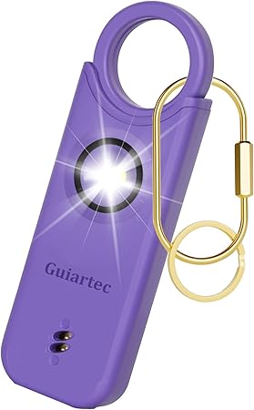 Rechargeable Personal Safety Alarm for Women, 135 dB Loud Self Defense Keychain Siren with LED Strobe Light, Personal Emergency Security Safe Devices Key Chain Alarms for Women Kids Elderly (Violet)