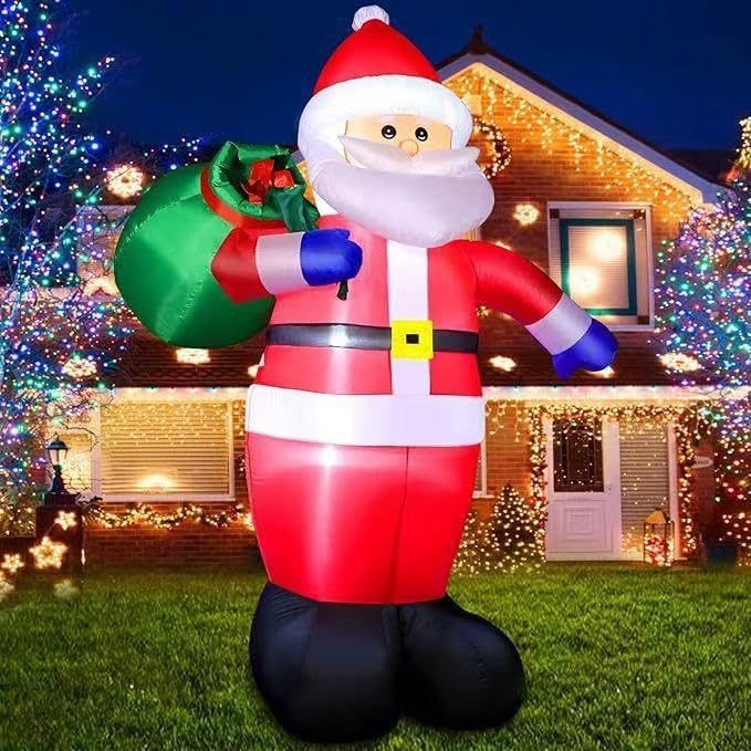 12 FT Christmas Inflatables Santa Claus Outdoor Decorations Blow Up Yard Sitting Santa Claus with Built-in LEDs for Holiday Xmas Garden Lawn Decor