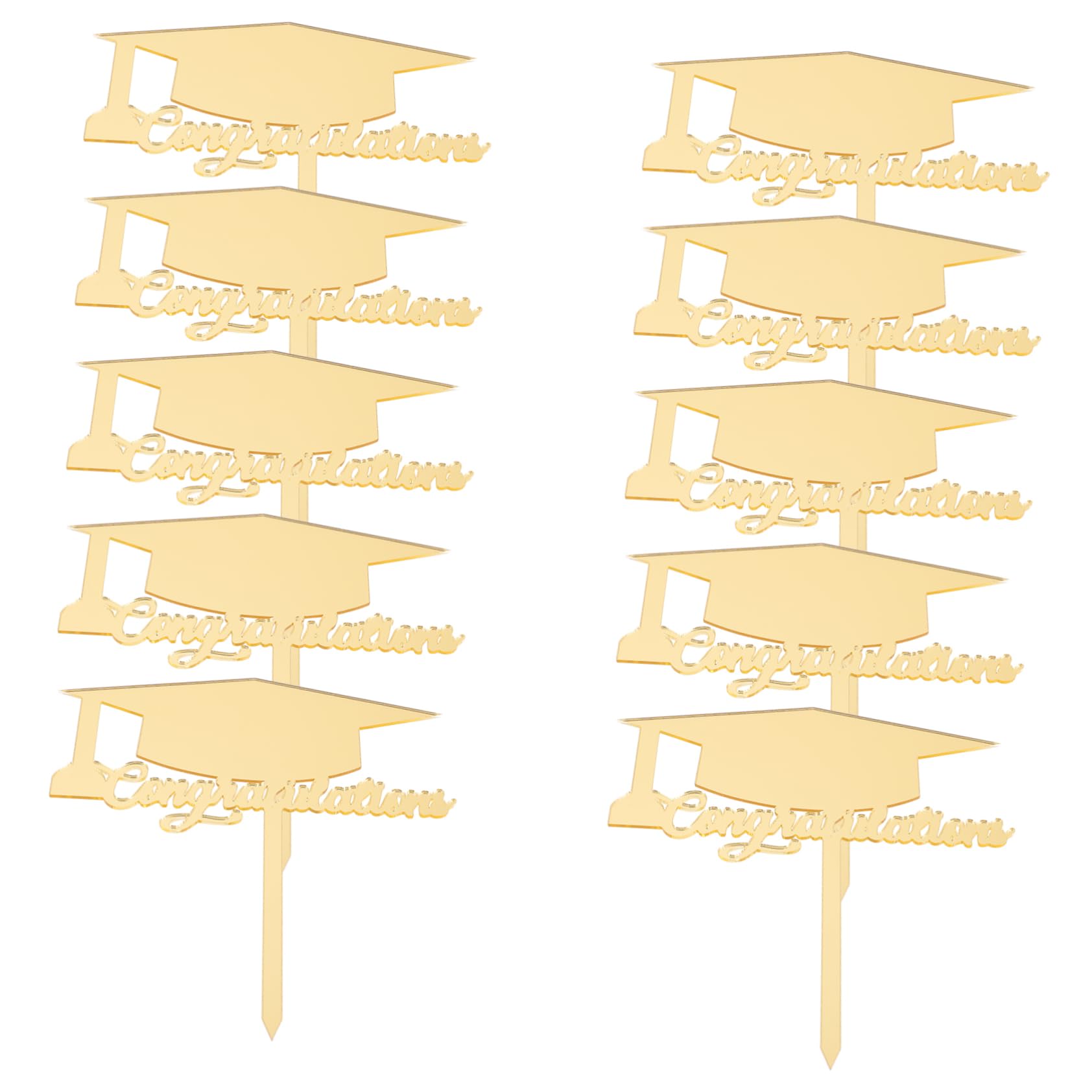 Amosfun 5 Sätze Abschlusstorte Dekorieren Goldene Tortendeko Goldene Kuchendeko Cupcake-picks Mit Abschlusskappe Hochzeitstorte Topper Graduierungskappe Cupcake-dekoration 10 Stück * 5