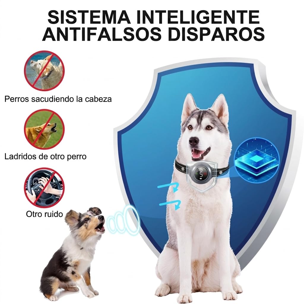 2 en1 Collar de Adiestramiento para Perros y Collar Antiladridos para Perros, Sin Descargas Eléctricas, 3 Modos Pitido/Vibración/Vibración Fuerte, Alcance de 1000 m (3300 ft),5 Niveles de Sensibilid