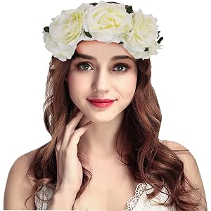 Gothic Rosen Stirnband Mit Schleier - Halloween Blumenkrone Tag Der Toten Cosplay Haarband (Schwarz-Rot)