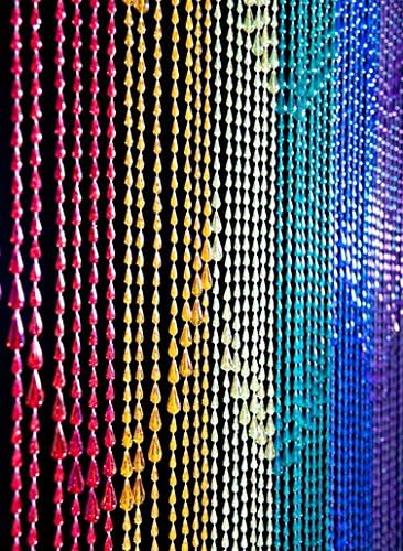 Raindrops Beaded Curtain - Rainbow Iridescent - 3 ft x 6 ft