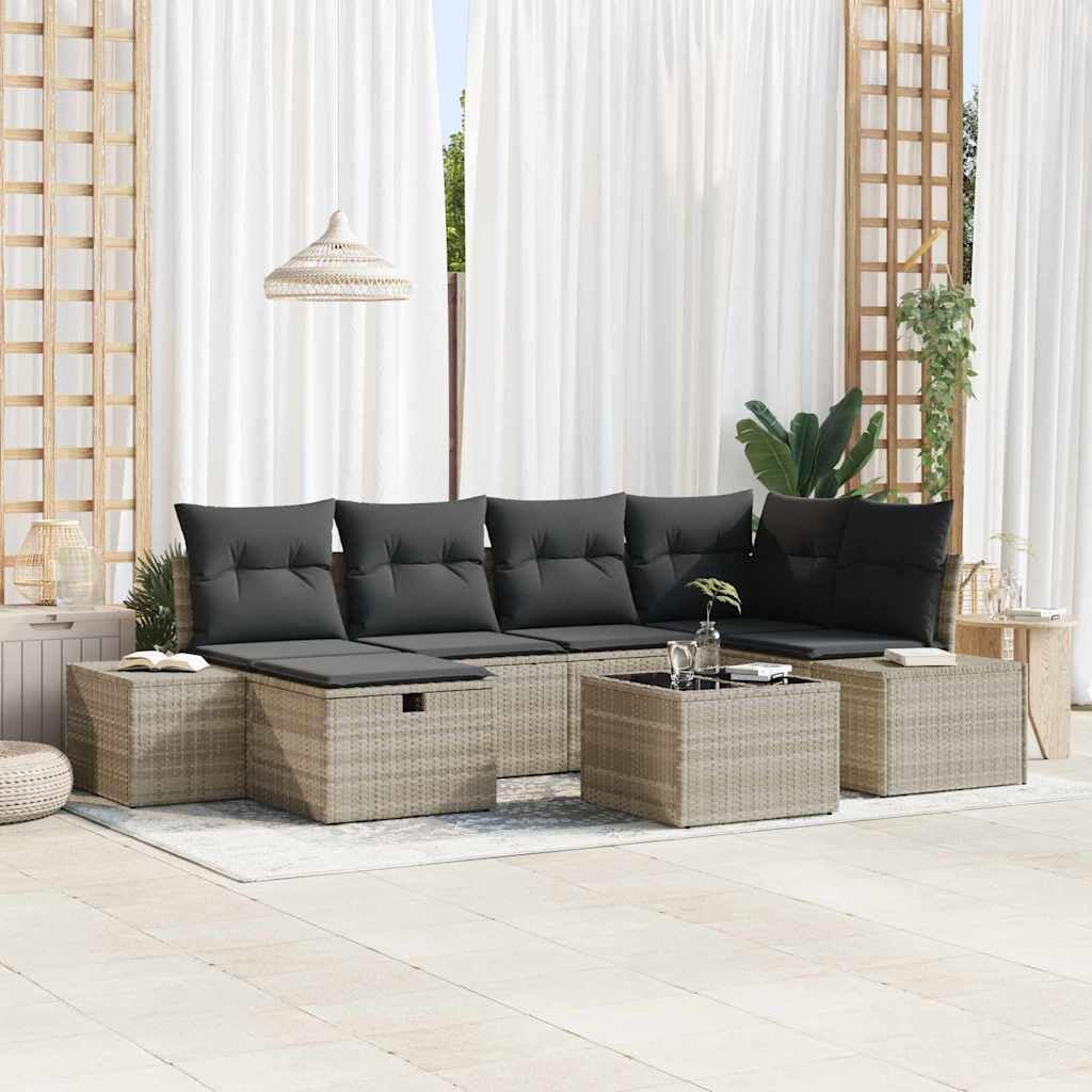 Modułowa sofa ogrodowa z poduszkami, 6-częściowy, z odpornego na warunki atmosferyczne polirattanu, na taras i balkon, odporna na promieniowanie UV, ze stalową ramą do relaksu na świeżym