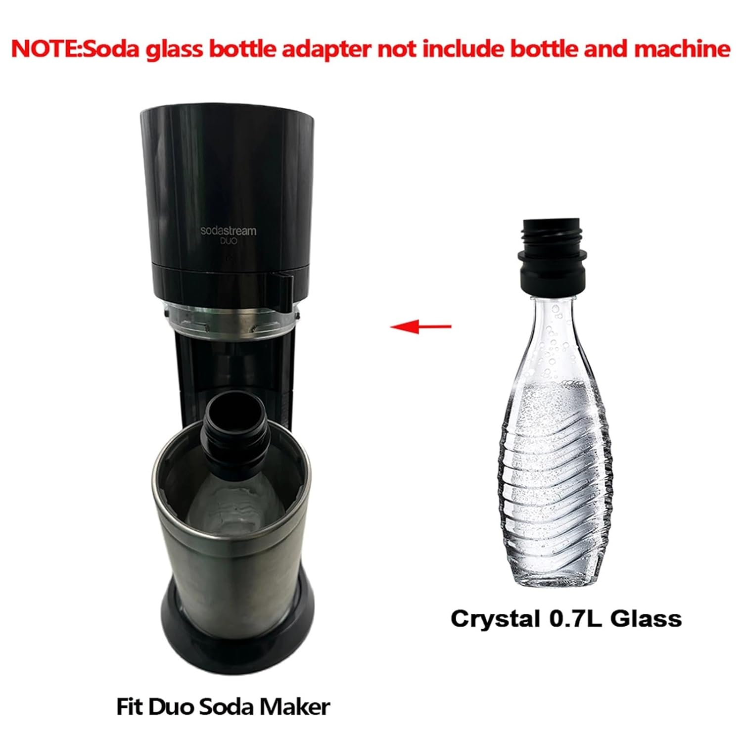 Adapter for Crystal 0.7L Glass Bottle Carbonating to Plastic Bottle Machine(Black Adapter)