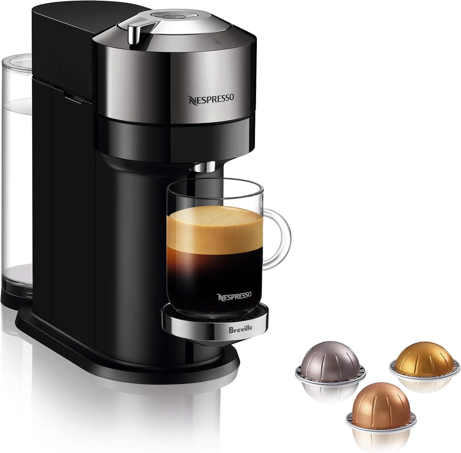 Breville-Nespresso USA BNV540DCR1BUC1 Vertuo Next Single-serve espresso maker, Dark Chrome (Renewed)