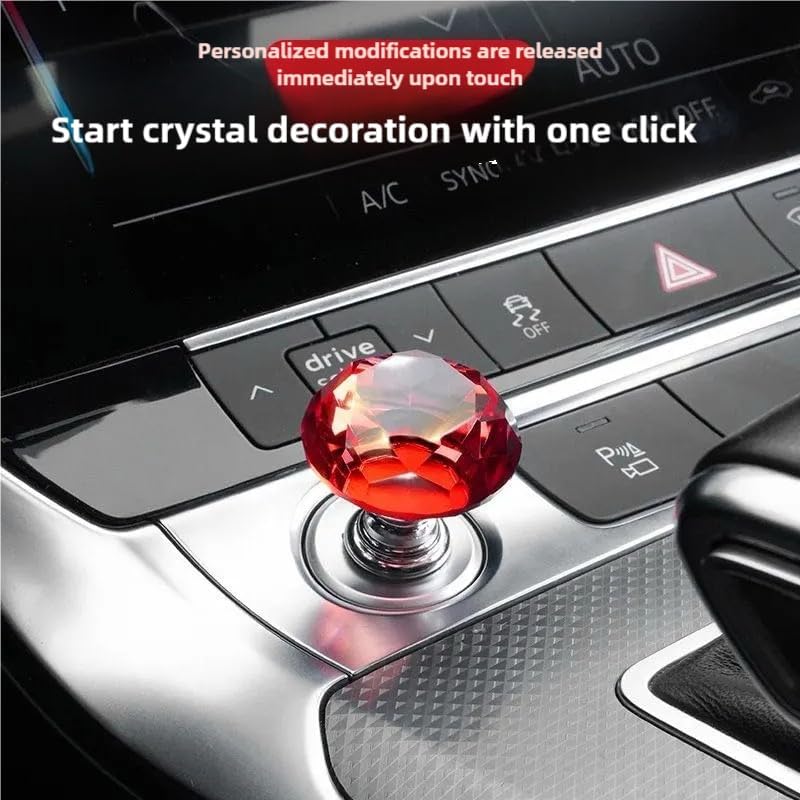 Red diamond rocker installed on a car's start button