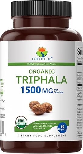 Miniatura 2 de Brieofood Triphala Orgánica 1500mg, 45 Porciones, Vegetariana, Sin Gluten, 90 Tabletas Vegetarianas
