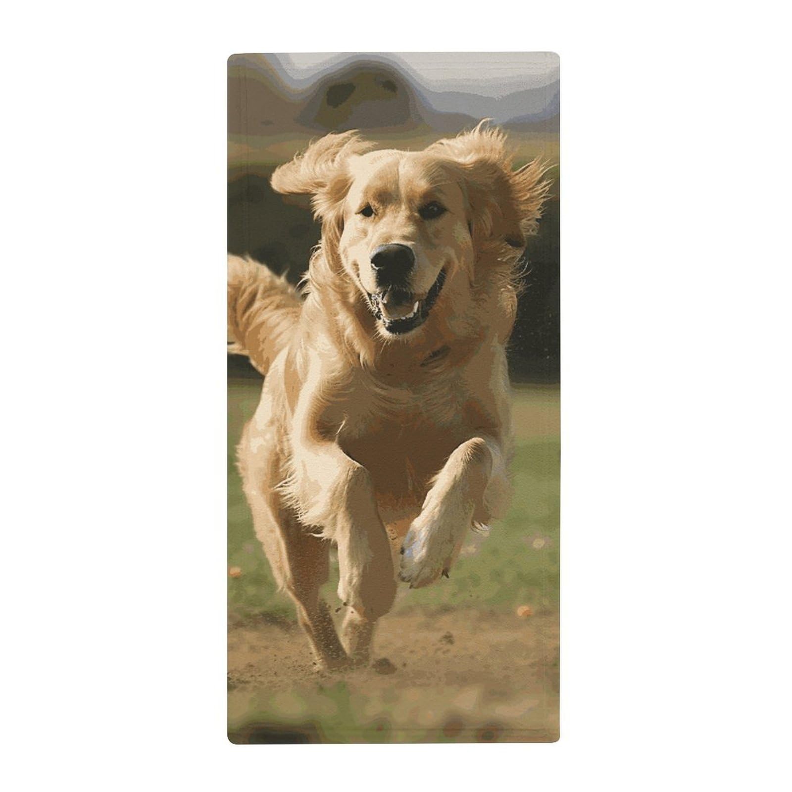 Serviette de bain absorbante motif Golden Retriever en tissu super doux