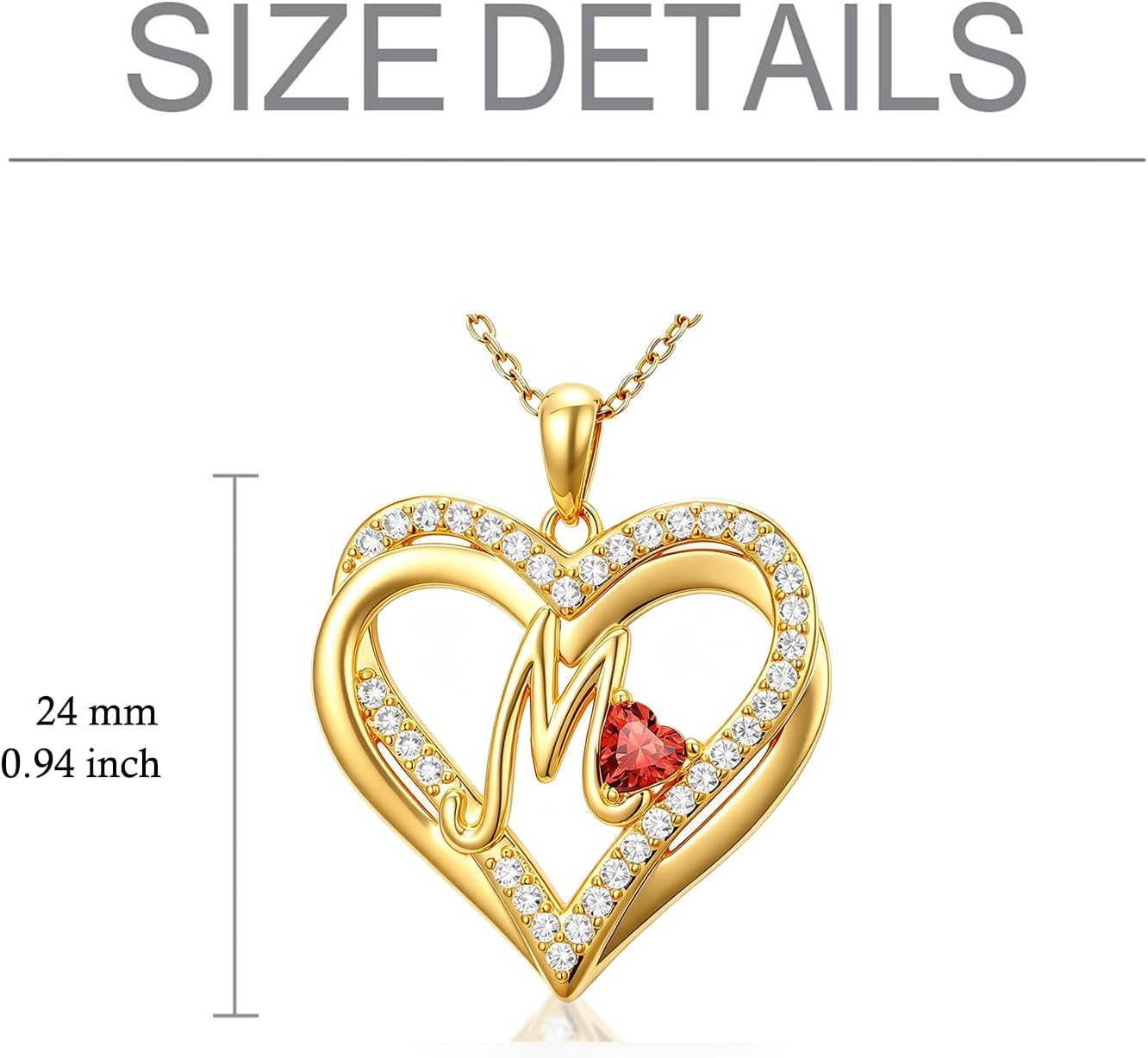 Heart Initial Necklaces for Women - Alphabets Letters Pendant Necklace with Birthstone 14K Gold Plated Name Jewelry Christmas Valentine Mothers Day Birthday Gifts for Women Her Friend