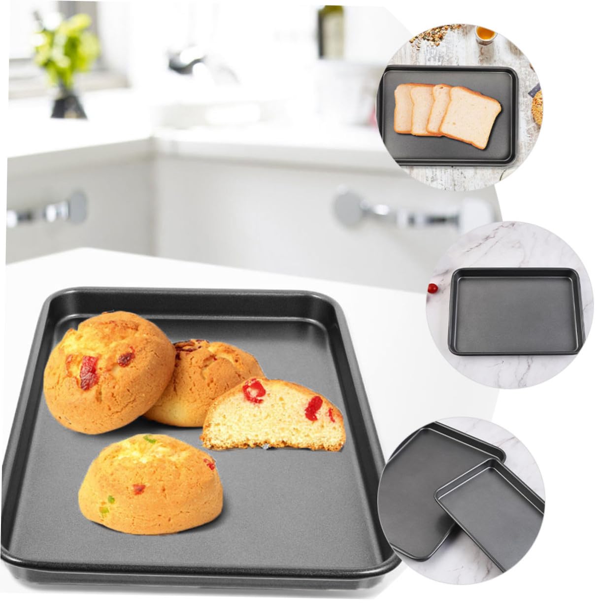 2 piezas Bandejas para Horno al Antiadherentes Rectangulares Pequeñas para Hornear Pasteles y Pan Fáciles de Limpiar y Resistentes