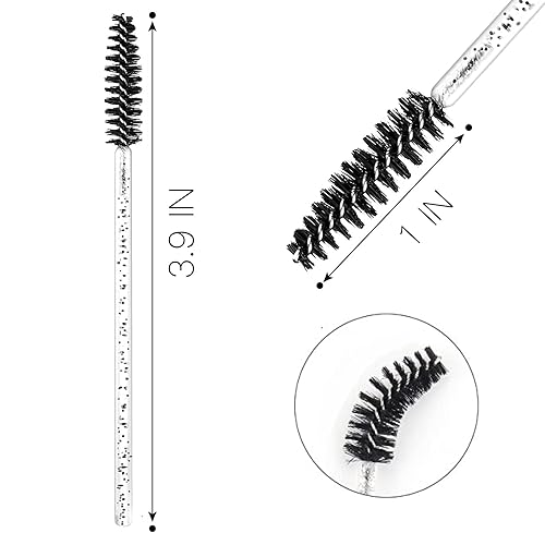 Miniatura 2 de LLTGMV 50 piezas desechables de cristal máscara varita aplicador de pestañas cepillo de cejas para suministros de extensión de pestañas negro cristal