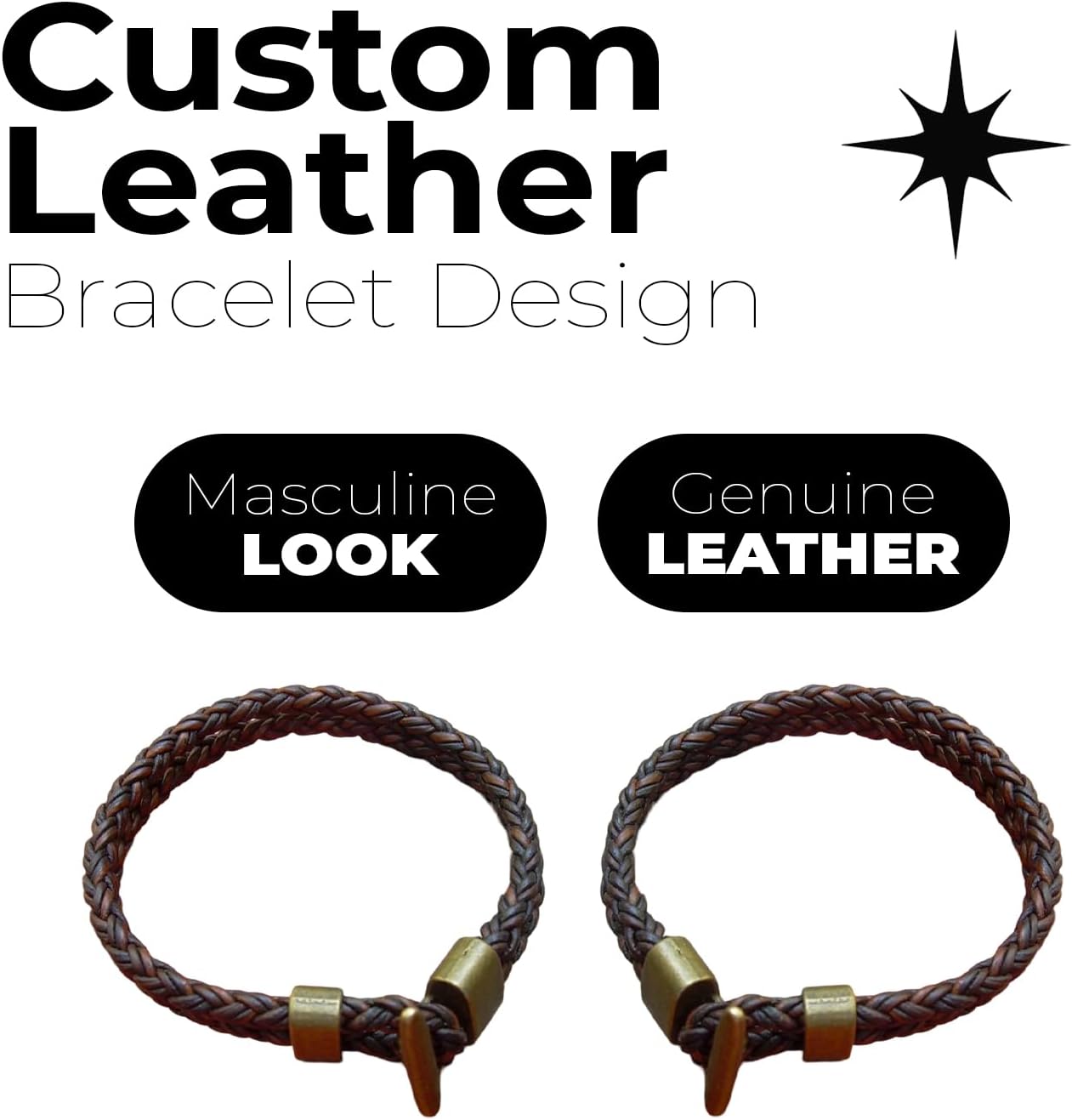 Braided Leather Bracelet - Essential Bracelets for Men with Toggle Clasp for Comfort - Available in 6.5,7,7.5,8,8.5 inches or Custom Sizes