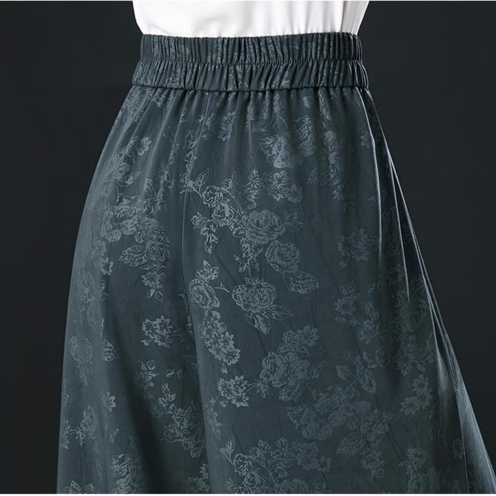 Designable Ice Silk Palazzo Pants Cool & Comfy Palazzo Pants - Pantalones de cintura alta para mujer, diseño floral, corte entallado, pantalones cortos de playa