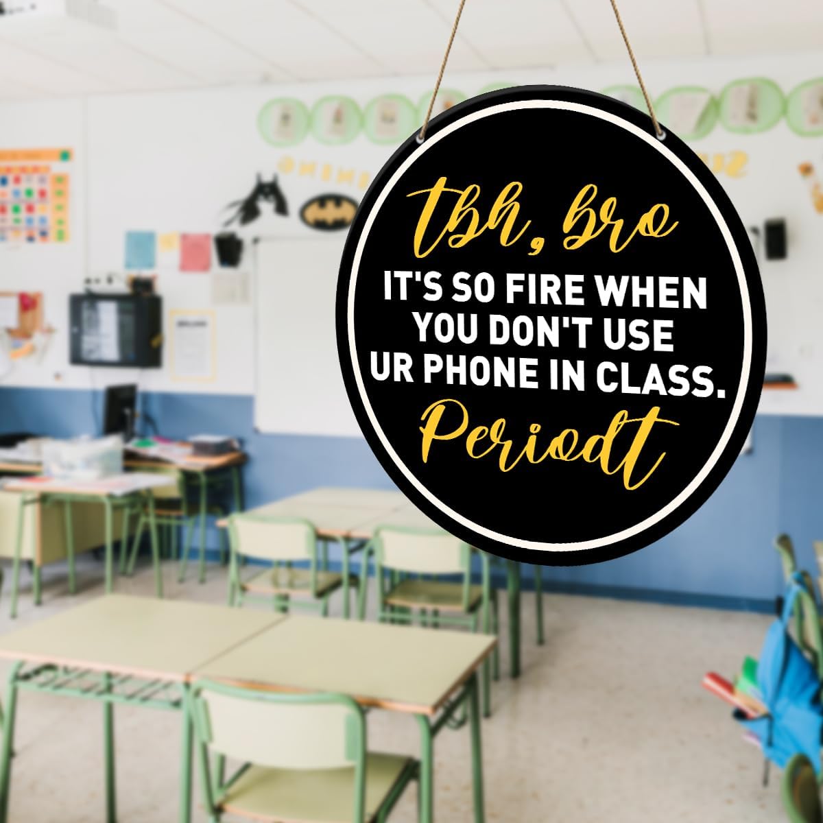 Funny Classroom Decor Sign, High Middle School Classroom Decor English Math Science Class Decoration, Gift for High Middle School English Math Science Teacher, You Don't Use Your Phone image 5