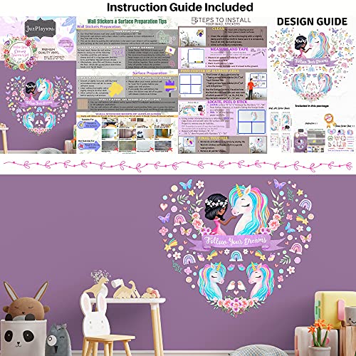 4 Sheet Large Unicorn Wall Decals For Girls Bedroom Unicorn Wall Decor Unicorn Wall Stickers Birthday Gifts Unicorn Bedroom Decor For Girls Rainbow Wall Decal Black Girls Kids Nursery Room Decor #TOP6